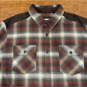 Kirsch Supply Co Brown‎ Plaid Outdoor Hiking Work Button Up Flannel Shirt Men XL